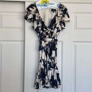 Blue tie-dye wrap dress